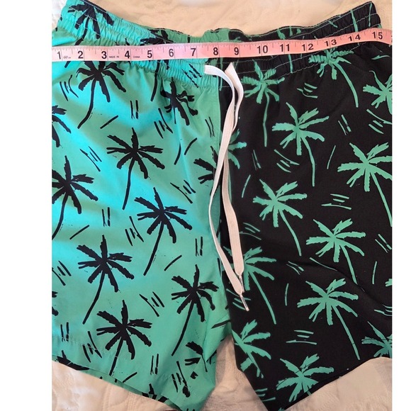 Chubbies Mens Teal Black Palm Tree Split Swim Trunks 5.5 Inch Inseam Large - Picture 7 of 8
